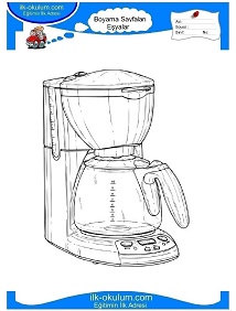 Çocuklar İçin Kahve-Makinesi Boyama Sayfaları 